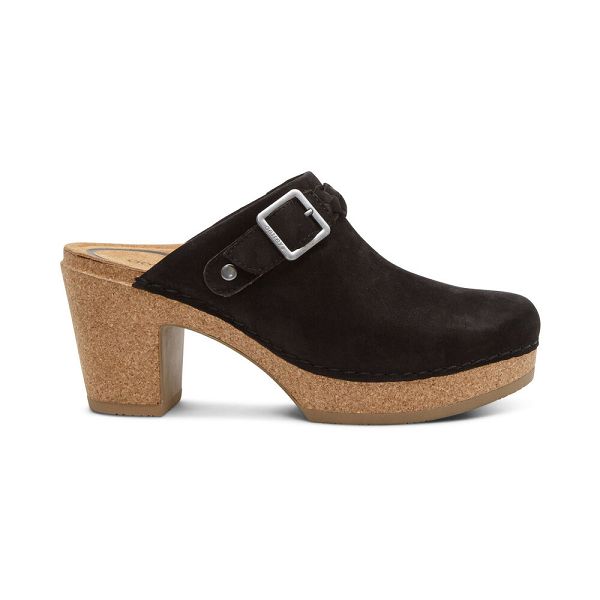 Aetrex Women's Corey Clogs Black Shoes UK 9889-285